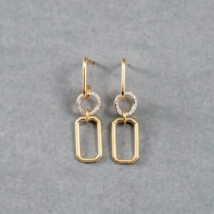 14k Yellow Gold Diamond Hanging Earrings