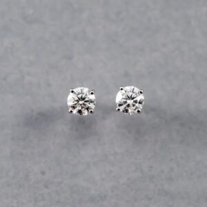 14K White Gold Diamond Stud Earrings