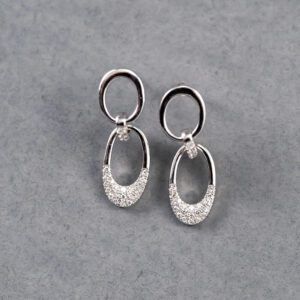 14k White Gold Diamond Hanging Earrings
