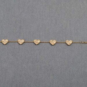 14k Yellow Gold Diamond Heart Bracelet
