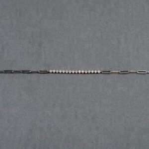 14k White Gold Diamond Paperclip Bracelet