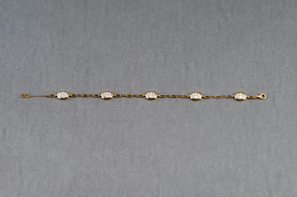 14K Yellow Gold Diamond Paperclip Bracelet