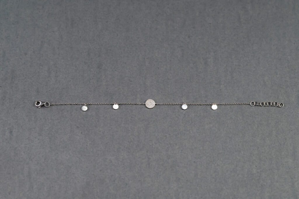 14k  White Gold Diamond Disc Bracelet