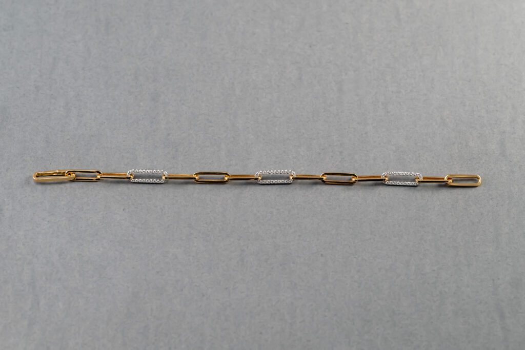14k Yellow Gold Diamond Paperclip Bracelet