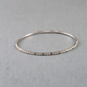 14k White Gold Diamond Flexible Bangle Bracelet