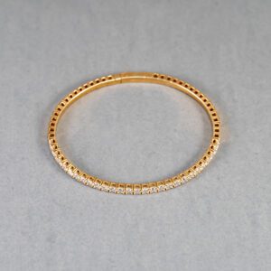 14k Yellow Gold Lab Grown Diamond Flexible Bangle Bracelet