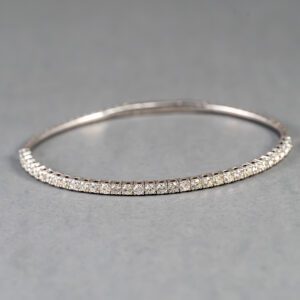 14k White Gold Diamond Flexible Bangle Bracelet