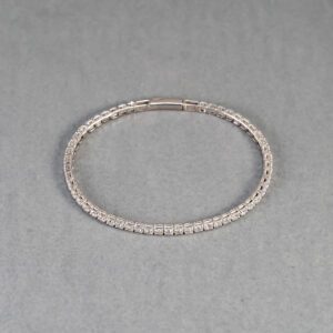 14k White Gold Lab Grown Diamond Flexible Bangle Bracelet