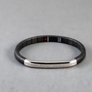 18k White Gold Diamond and Ceramic Stretchable Bracelet