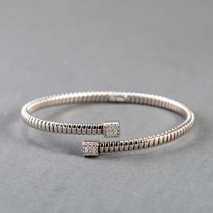 18k White Gold Diamond Flexible Bangle Bracelet